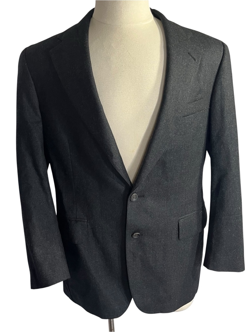 Vtg Chaps Ralph Lauren USA Grey 2 Button Virgin Wool Suit Jacket Sz 42R Coat